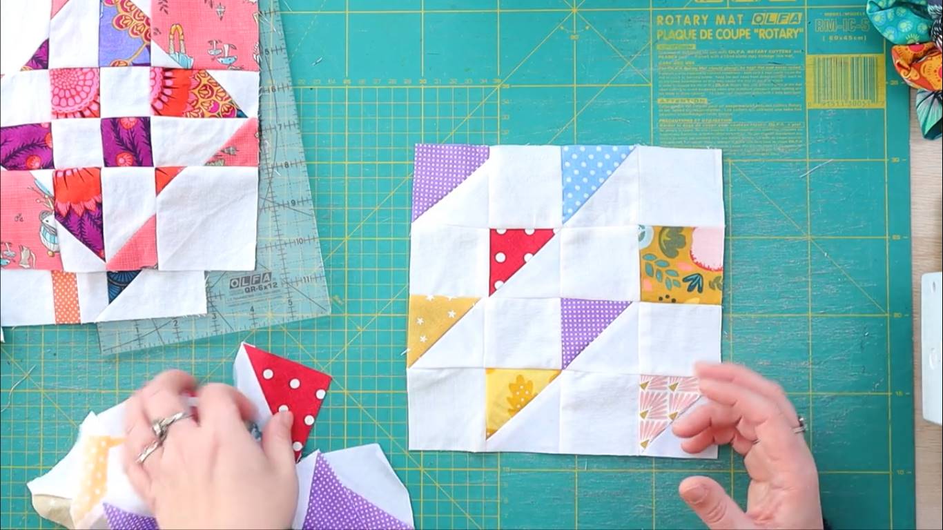  ideas for leftover fabric scraps step 8 the half square triangles