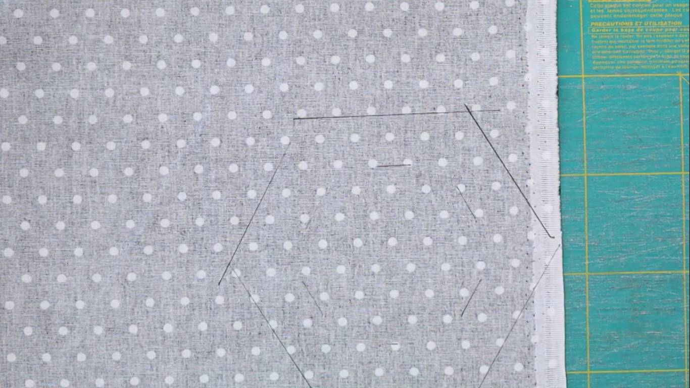 How to Quilt a Hexagon Quilt Top for Beginners: step 3 cut the backing fabric