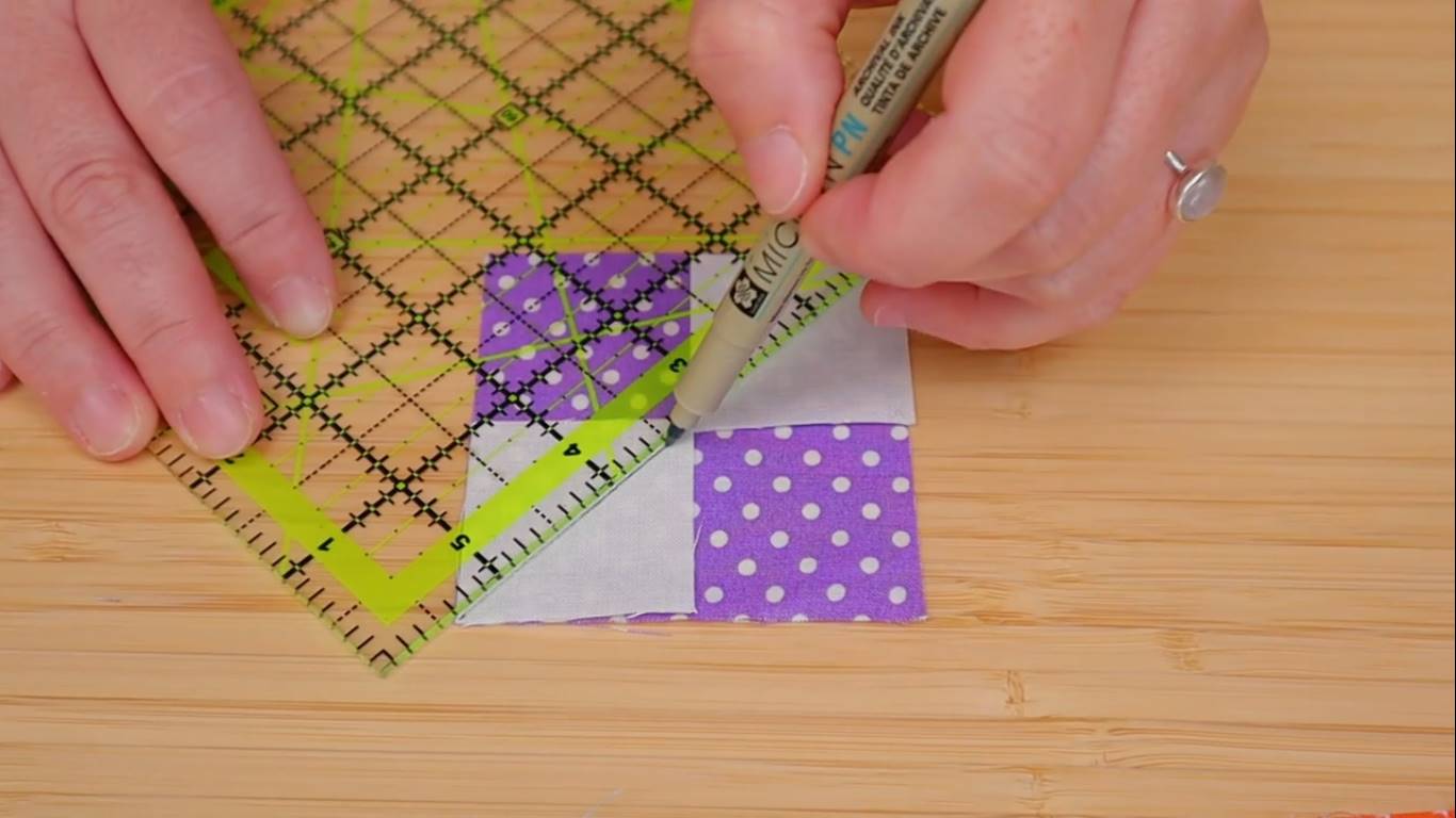 How to make the easiest quilt you ever made step 5 making a diagonal line