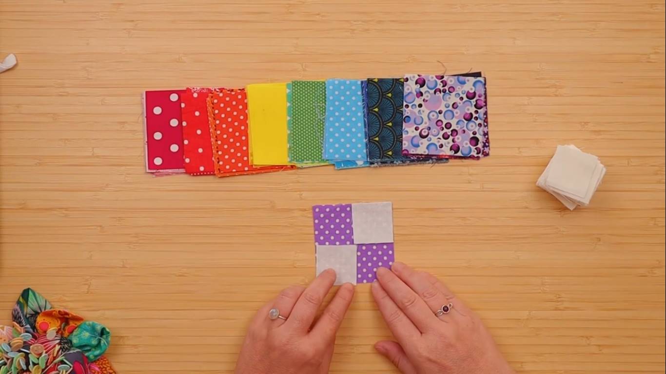 How to make the easiest quilt you ever made step 4 joining the squares