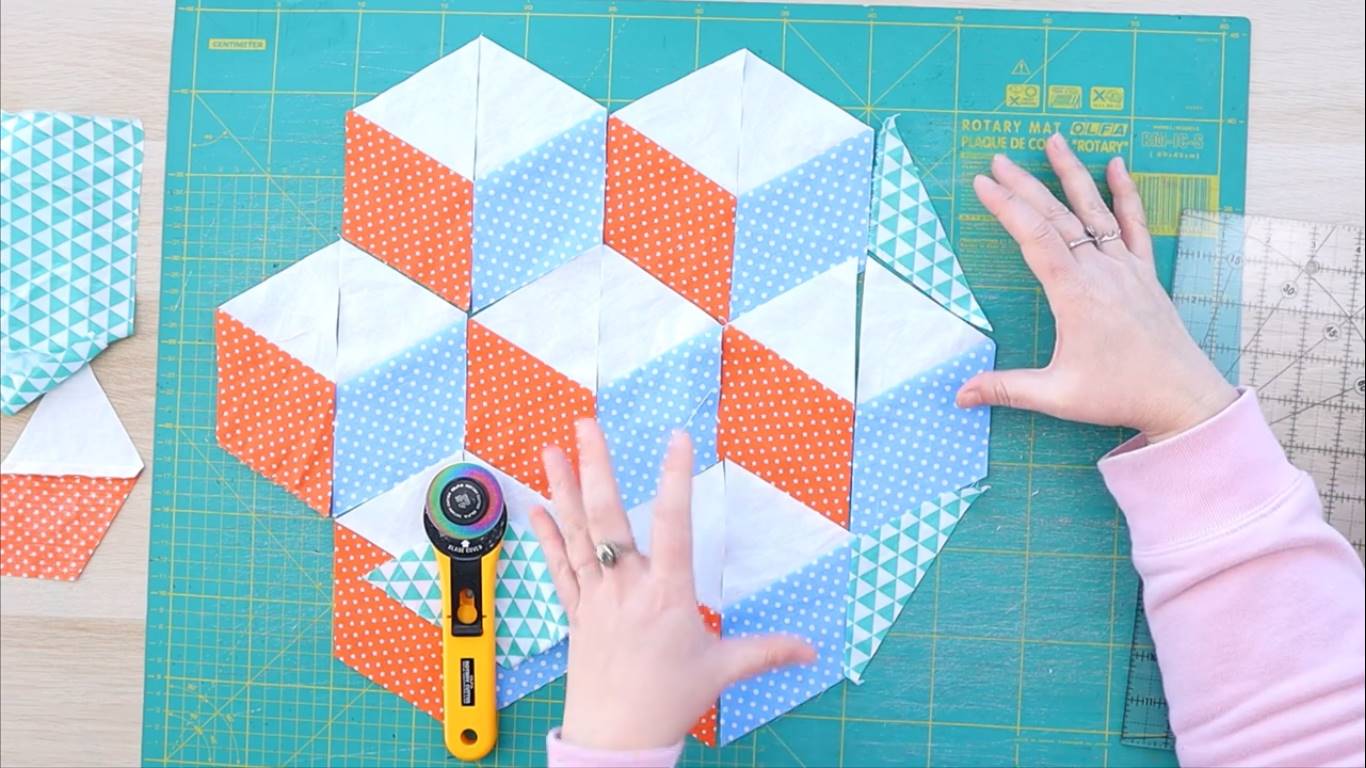 how to make a tumbling quilt block step 8 add a border triangle all around